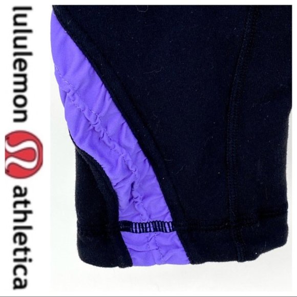 💕SALE💕 Lululemon Black Purple Ruffle Crop - Picture 3 of 7